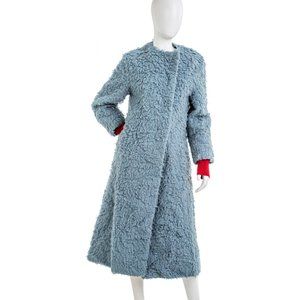 ROKSANDA Edine Textured Camel Hair Coat Blue Small